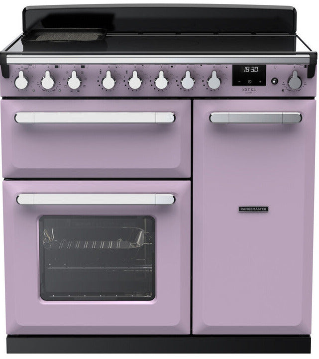 Rangemaster ESDL90EIPHTH/CM1 Estel Deluxe 90cm Induction Range Cooker - Heather/Chrome Trim