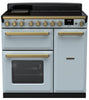 Rangemaster ESDL90EIPMSB/AB1 Estel Deluxe 90cm Induction Range Cooker - Misty Blue/Antique Brass Trim
