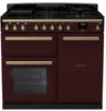 Rangemaster ESDL100DFPBOR/AB1 Estel Deluxe 100cm Dual Fuel Range Cooker - Bordeaux/Antique Brass Trim