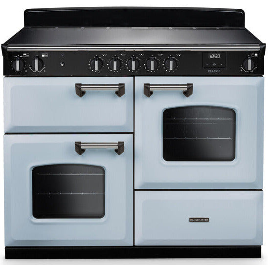Rangemaster CLO110EIPMSB/CM1 Classic OC 110cm Induction Range Cooker - Misty Blue/Chrome Trim
