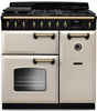 Rangemaster CLDL90DFPPCR/AB1 Classic Deluxe 90cm Dual Fuel Range Cooker - Pale Cream/Antique Brass Trim