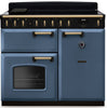 Rangemaster CLDL100EIPSTB/AB1 Classic Deluxe 100cm Induction Range Cooker - Stone Blue/Antique Brass Trim