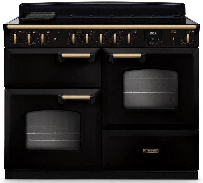 Rangemaster CLDLO110EIPGBL/AB1 Classic Deluxe OC 110cm Induction Range Cooker - Gloss Black/Antique Trim