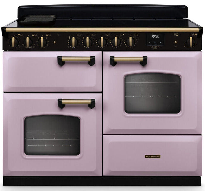 Rangemaster CLDLO110EIPHTH/AB1 Classic Deluxe OC 110cm Induction Range Cooker - Heather/Antique Brass Trim