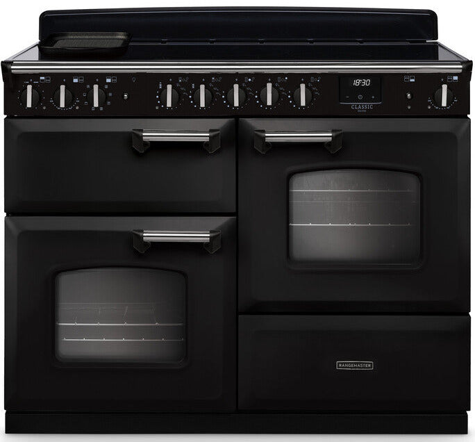 Rangemaster CLDLO110EIPCBL/CM1 Classic Deluxe OC 110cm Induction Range Cooker - Charcoal Black/Chrome Trim