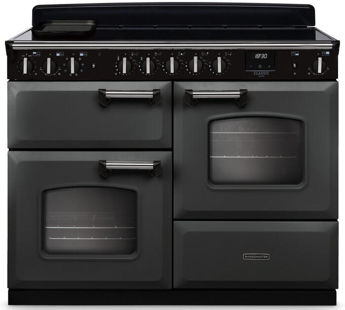 Rangemaster CLDLO110EIPSLT/CM1 Classic Deluxe OC 110cm Induction Range Cooker - Slate/Chrome Trim