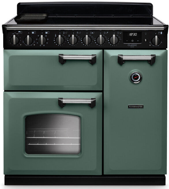 Rangemaster CLDL90EIPMGR/CM1 Classic Deluxe 90cm Induction Range Cooker - Mineral Green/Chrome Trim