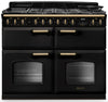 Rangemaster CLDLB110DFPCBL/AB1 Classic Deluxe BC 110cm Dual Fuel Range Cooker - Charcoal Black/Antique Brass Trim