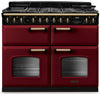 Rangemaster CLDLB110DFPBOR/AB1 Classic Deluxe BC 110cm Dual Fuel Range Cooker - Bordeaux/Antique Brass Trim