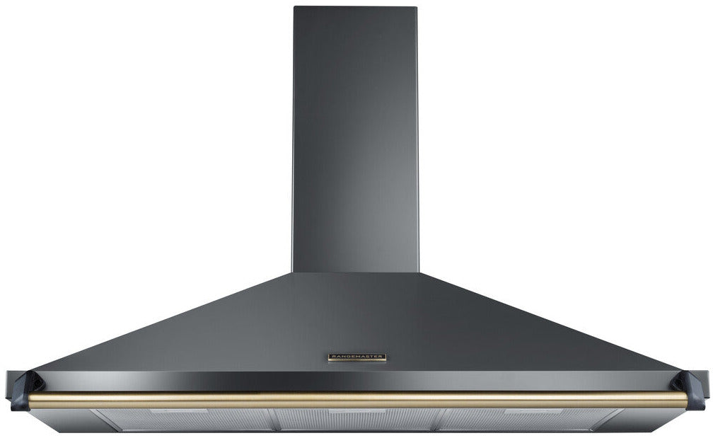 Rangemaster RCLAHDC100SL/B Classic 100cm Chimney Hood - Slate/Brass Rail