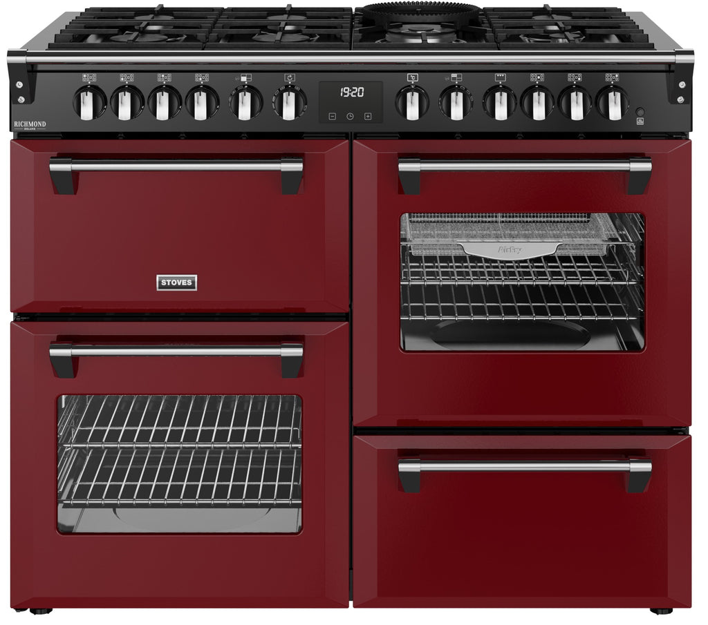 Stoves Richmond Deluxe 110DF 110cm Dual Fuel Range Cooker - Garnet Red