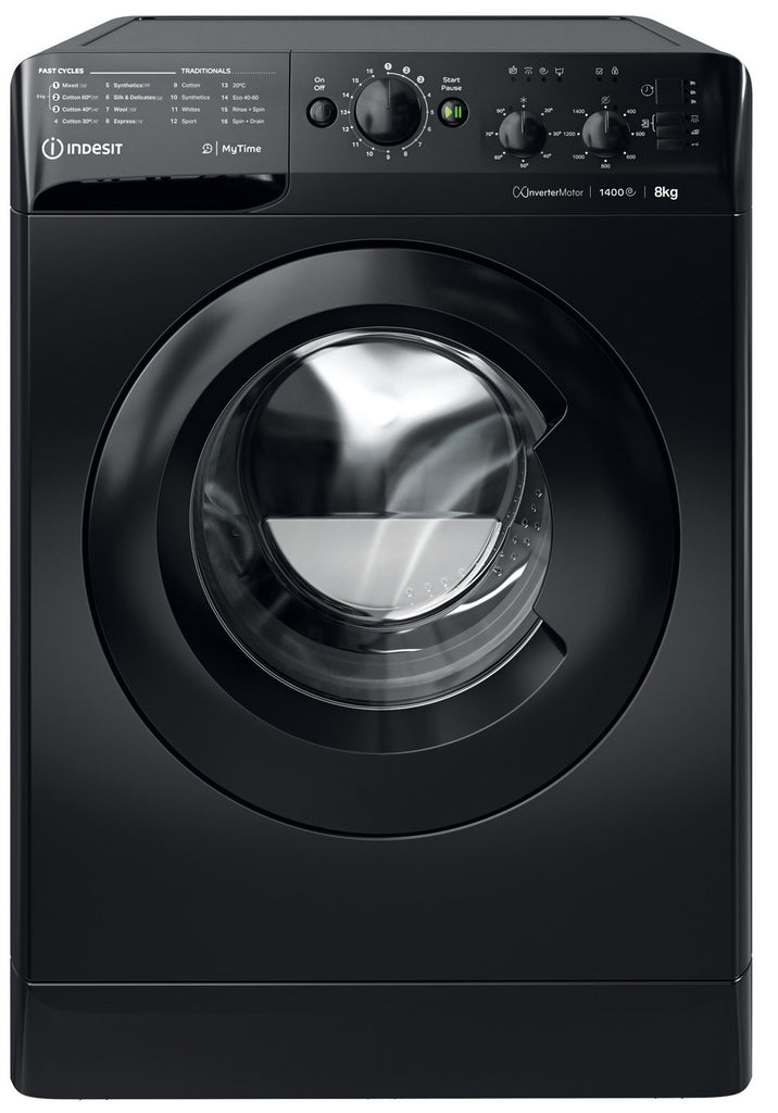 Indesit MyTime MTWC81495BKUK 8Kg Washing Machine with 1400 rpm - Black - B Rated