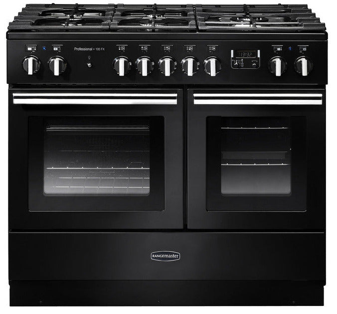 Rangemaster PROPL100FXDFFGB/C Professional Plus FX 100cm Dual Fuel Range Cooker - Gloss Black