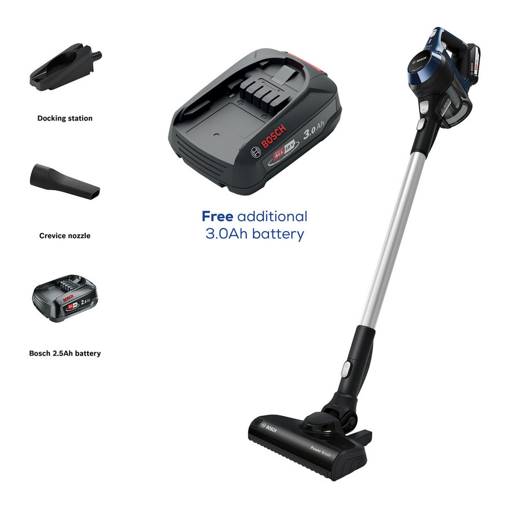 Bosch BBS611GB Cordless Vacuum Cleaner - 30 Minute Run Time - Black - PLUS Additional Battery