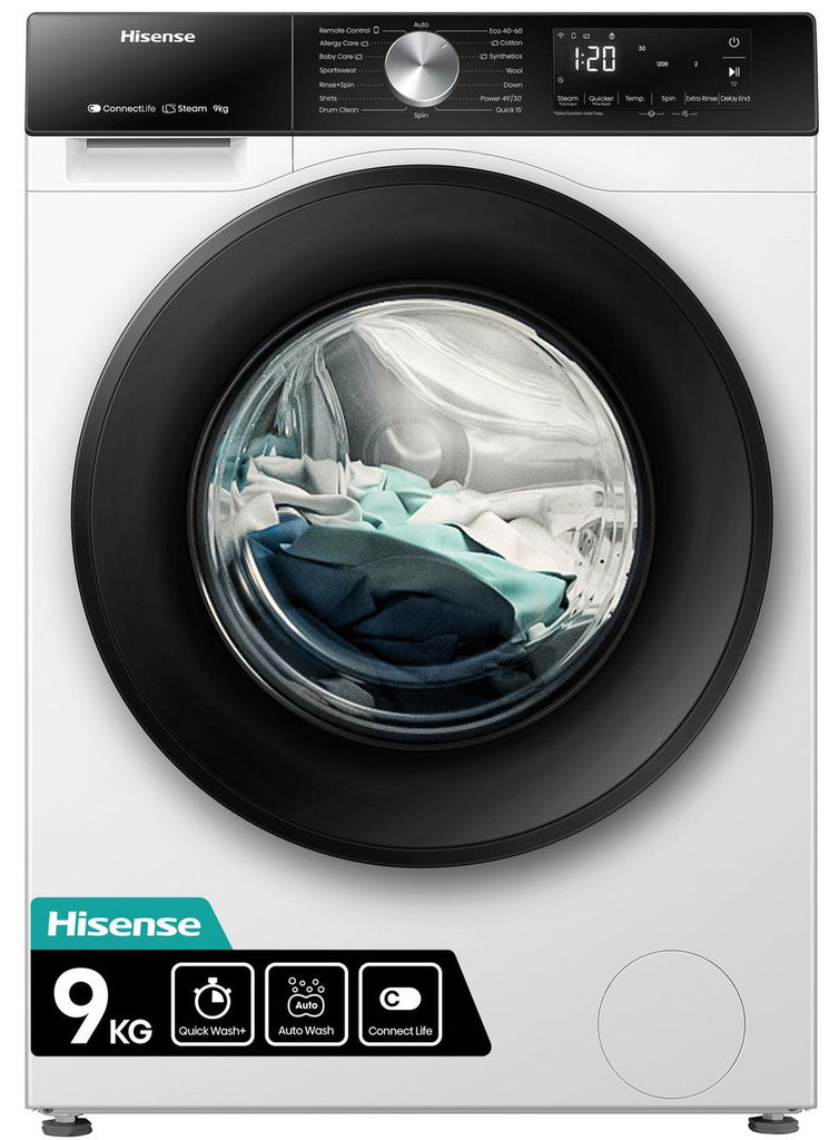 Hisense WF3S9043BW3 9Kg Washing Machine with 1400 rpm - White - A Rated