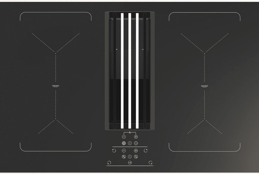 Cata ICONFXP75DDS 77cm Venting Induction Hob - Black Glass Stainless Steel Trim