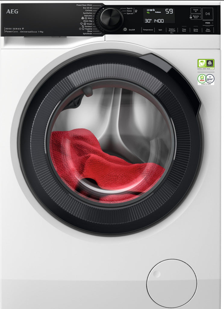 AEG 8000 Series LFR84946UC 9Kg Washing Machine with 1400 rpm - White - A Rated