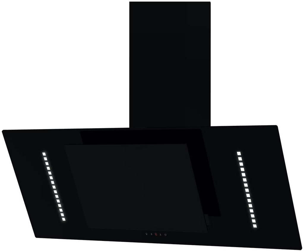 Cata UBARUNW9 90cm Angled Glass RF Hood with White Ambient Light - Black