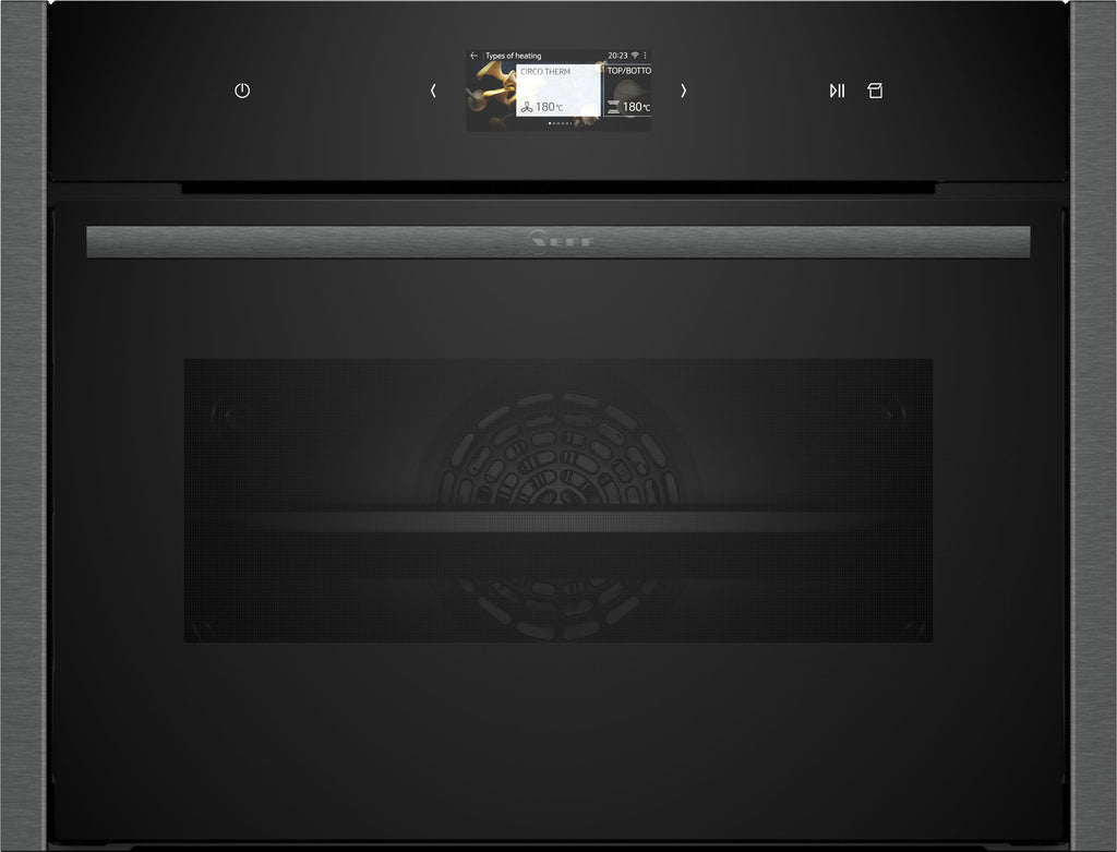 NEFF N90 C24FS31G0B Wifi Connected Built In Compact Electric Single Oven with Steam Function - Graphite