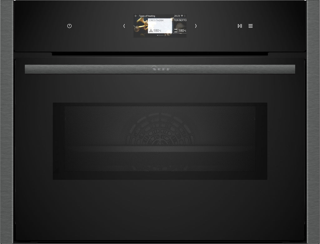 NEFF N90 C24MS31G0B Wifi Connected Built In Compact Electric Single Oven with Microwave Function - Graphite