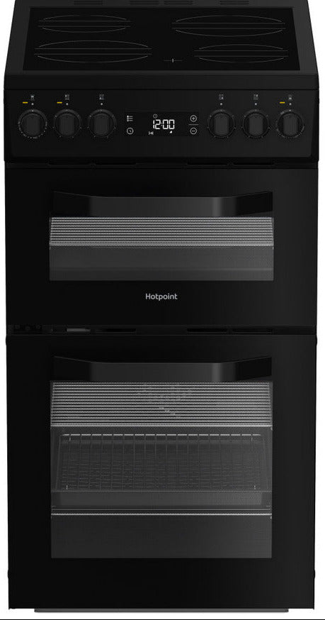 Hotpoint HTE5VCB 50cm Electric Cooker with Ceramic Hob - Black