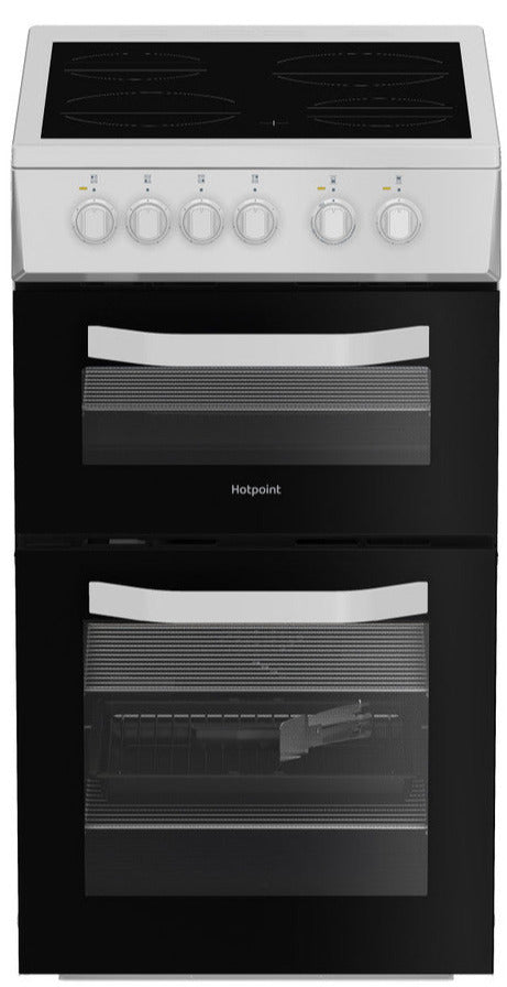 Hotpoint HTE5VCW 50cm Electric Cooker with Ceramic Hob - White