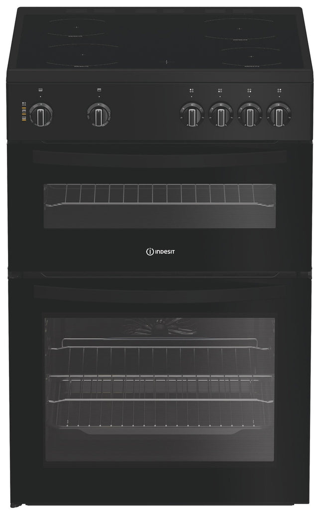 Indesit IDE6VMB 60cm Electric Cooker with Ceramic Hob - Black