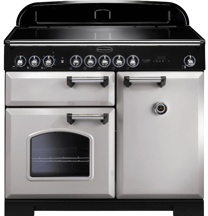 Rangemaster Classic Deluxe CDL100EIRP/C 100cm Electric Range Cooker with Induction Hob - Royal Pearl/Chrome Trim