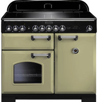 Rangemaster Classic Deluxe CDL100EIOG/C 100cm Electric Range Cooker with Induction Hob - Olive Green/Chrome Trim