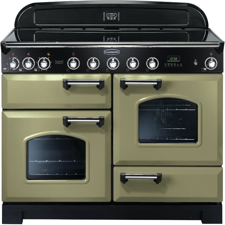 Rangemaster Classic Deluxe CDL110EIOG/C 110cm Electric Range Cooker with Induction Hob - Olive Green