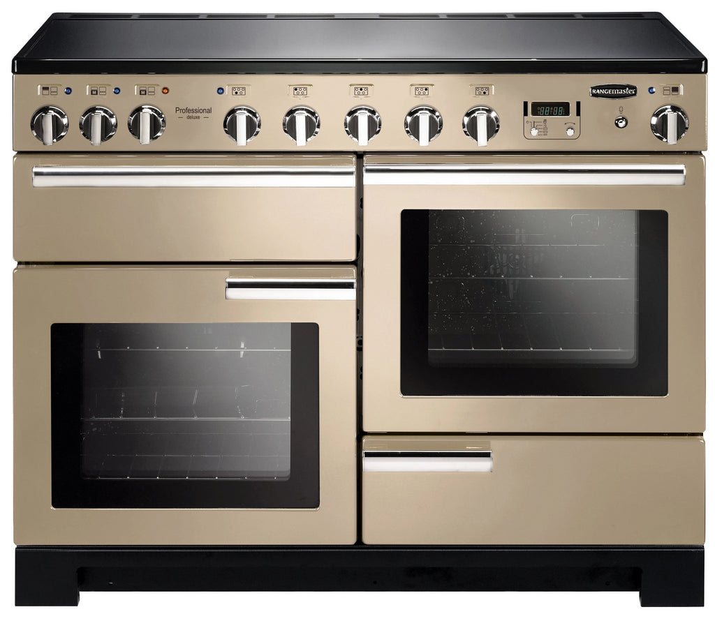 Rangemaster Professional Deluxe PDL110EICR/C 110cm Electric Range Cooker with Induction Hob - Cream/Chrome Trim