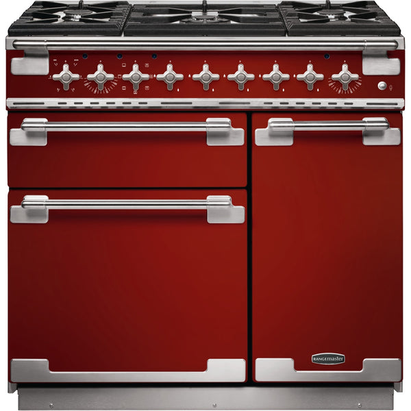 Rangemaster Elise ELS90DFFRD/ 90cm Dual Fuel Range Cooker - Cherry Red ...