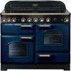 Rangemaster Classic Deluxe CDL110EIRB/B 110cm Electric Range Cooker with Induction Hob - Blue/Brass Trim