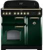 Rangemaster Classic Deluxe CDL90EIRG/B 90cm Electric Range Cooker with Induction Hob - Green/Brass Trim