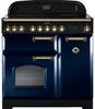 Rangemaster Classic Deluxe CDL90EIRB/B 90cm Electric Range Cooker with Induction Hob - Blue/Brass Trim