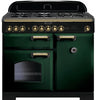 Rangemaster Classic Deluxe CDL100DFFRG/B 100cm Dual Fuel Range Cooker - Green/Brass Trim