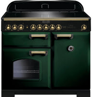 Rangemaster Classic Deluxe CDL100EIRG/B 100cm Electric Range Cooker with Induction Hob - Green/Brass Trim