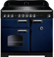 Rangemaster Classic Deluxe CDL100EIRB/C 100cm Electric Range Cooker with Induction Hob - Blue/Chrome Trim