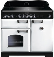 Rangemaster Classic Deluxe CDL100EIWH/C 100cm Electric Range Cooker with Induction Hob - White/Chrome Trim