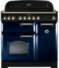 Rangemaster Classic Deluxe CDL90ECRB/B 90cm Electric Range Cooker with Ceramic Hob - Blue/Brass Trim