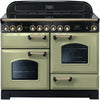 Rangemaster Classic Deluxe CDL110ECOG/B 110cm Electric Range Cooker with Ceramic Hob - Olive Green/Brass Trim