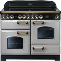 Rangemaster Classic Deluxe CDL110ECRP/B 110cm Electric Range Cooker with Ceramic Hob - Royal Pearl/Brass Trim