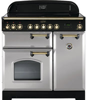 Rangemaster Classic Deluxe CDL90ECRP/B 90cm Electric Range Cooker with Ceramic Hob - Royal Pearl/Brass Trim