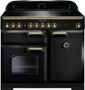 Rangemaster Classic Deluxe CDL100EIBL/B 100cm Electric Range Cooker with Induction Hob - Black/Brass Trim