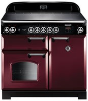 Rangemaster Classic CLA100EICY/C 100cm Electric Range Cooker with Induction Hob - Cranberry/Chrome Trim