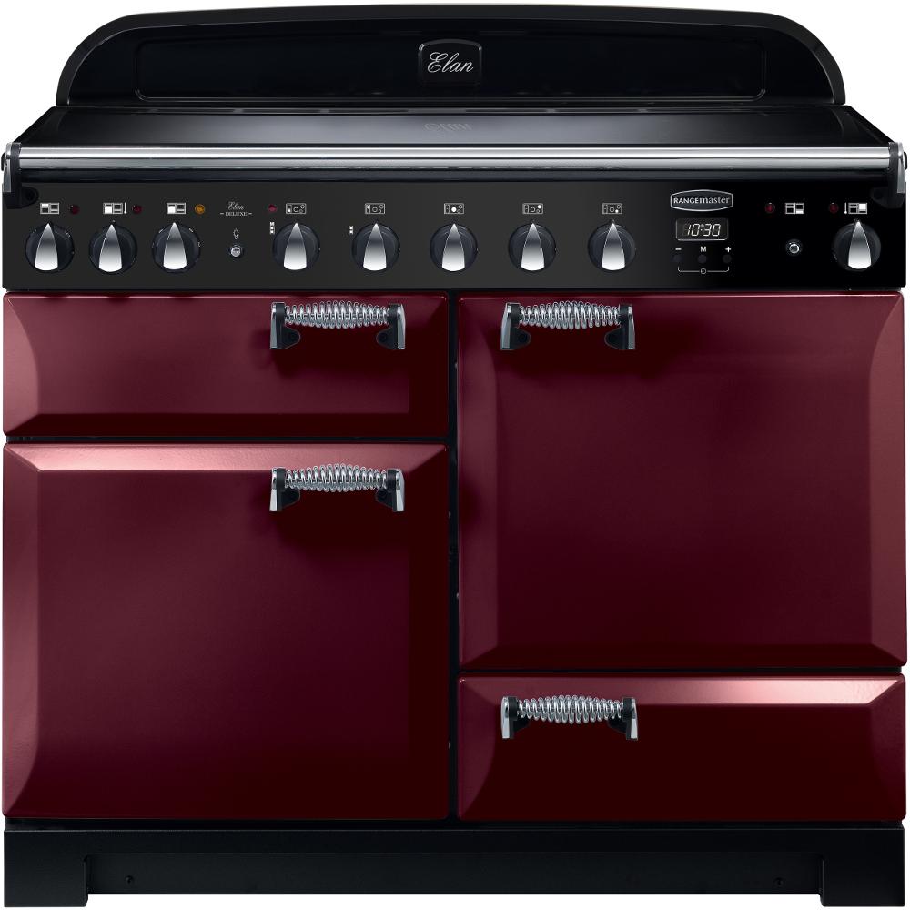 Rangemaster Elan Deluxe ELA110EICY 110cm Electric Range Cooker with Induction Hob - Cranberry/Chrome Trim