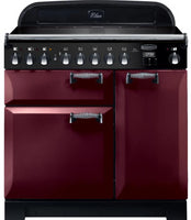 Rangemaster Elan Deluxe ELA90EICY 90cm Electric Range Cooker with Induction Hob - Cranberry/Chrome Trim