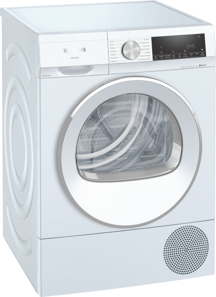 Siemens WQ45G2D9GB 9Kg Heat Pump Condenser Tumble Dryer With Self Cleaning Condenser - White - A++ Rated