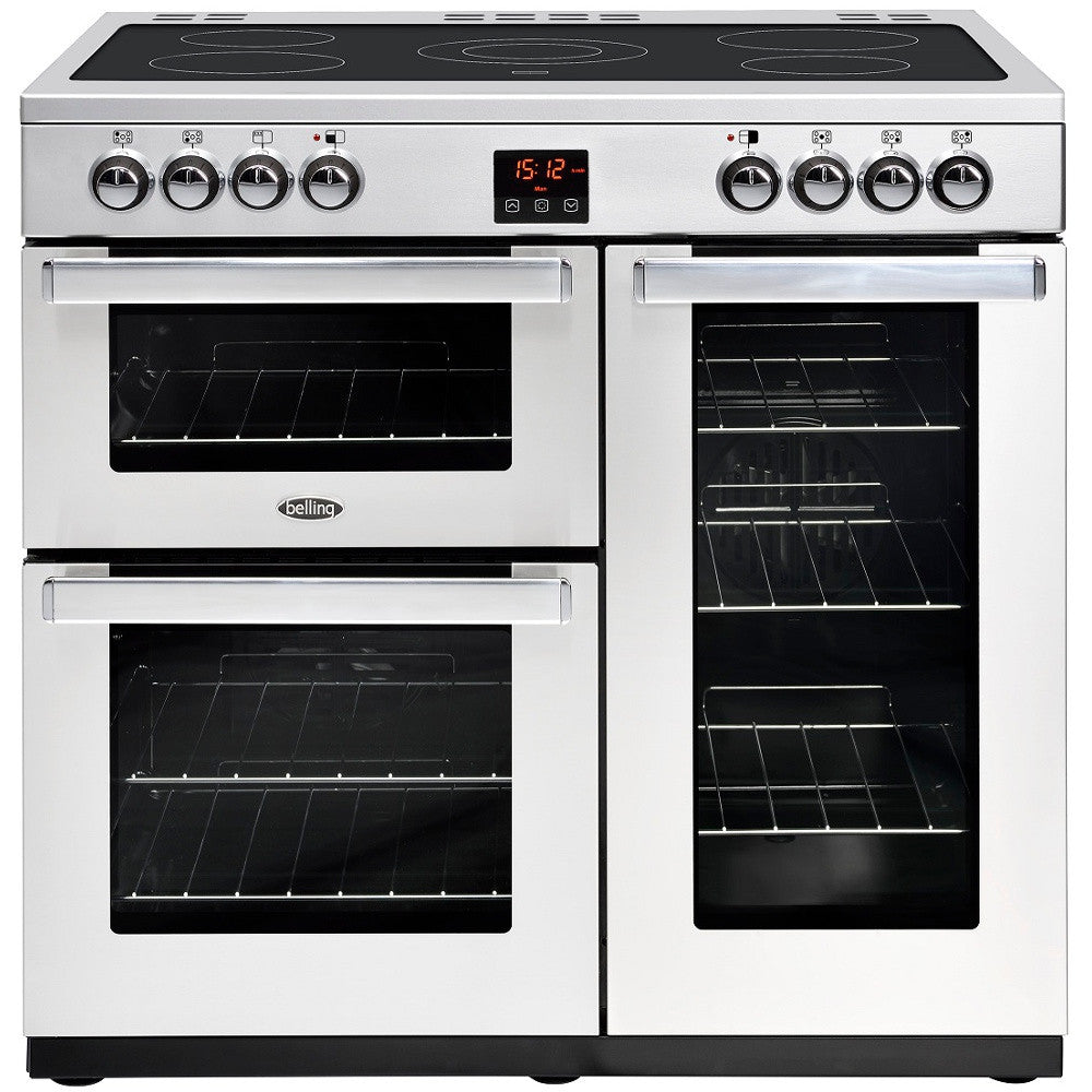 Belling Cookcentre 90E Professional Electric Ceramic Hob Range Cooker Stainless Steel - Moores Appliances Ltd.