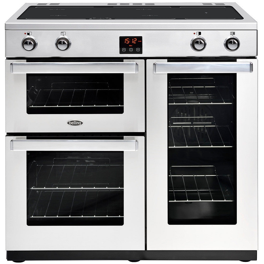 Belling Cookcentre 90Ei Professional Electric Induction Hob Range Cooker Stainless Steel - Moores Appliances Ltd.